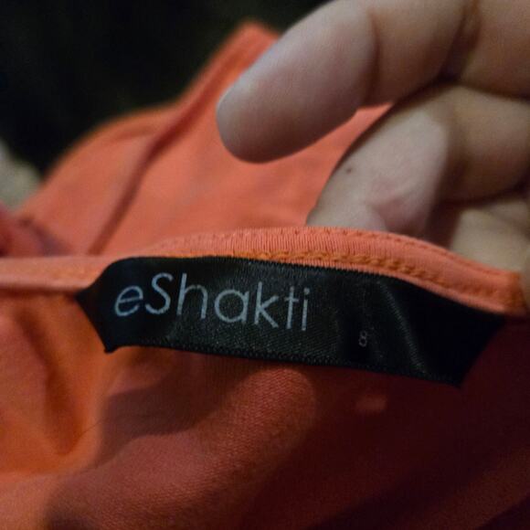 eShakti Women’s Dress Size 8 Red Cotton Blend V Neck Short Sleeve Pockets - Picture 8 of 8